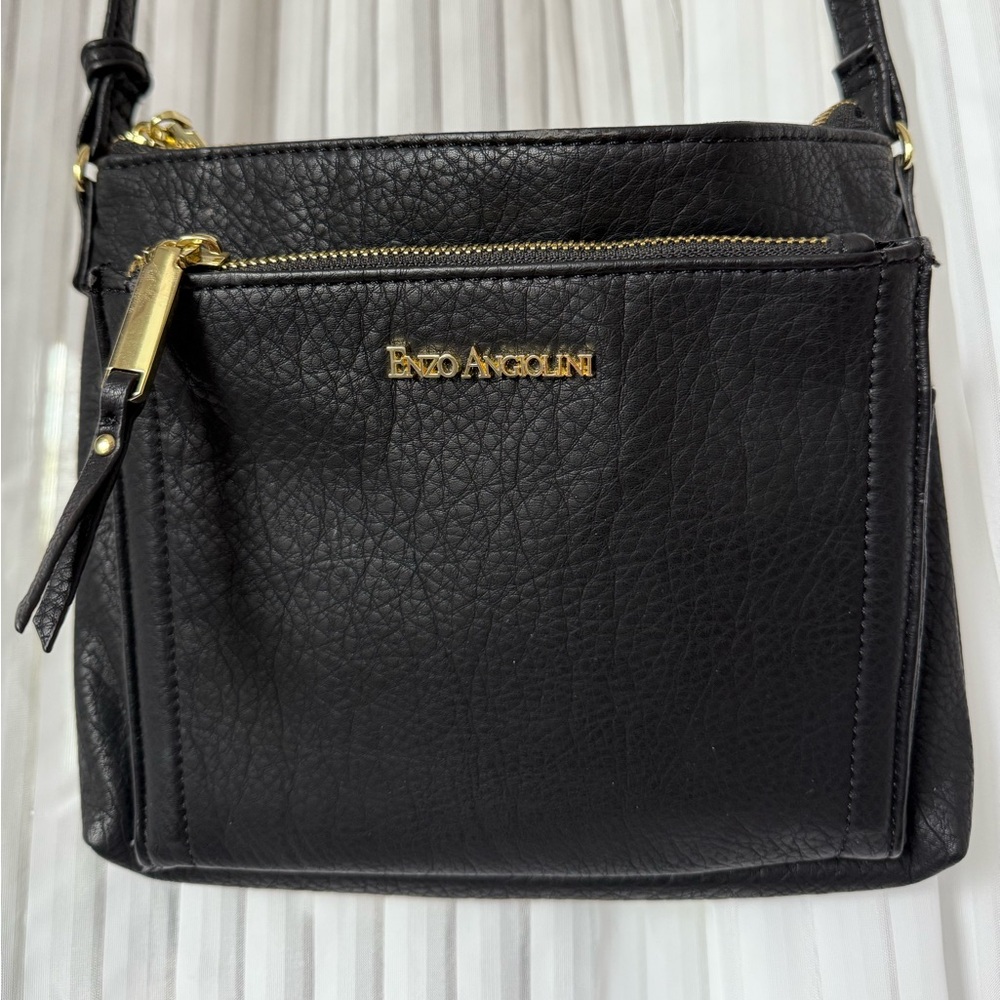 Enzo Angiolini Black Crossbody Bag with Gold Accents